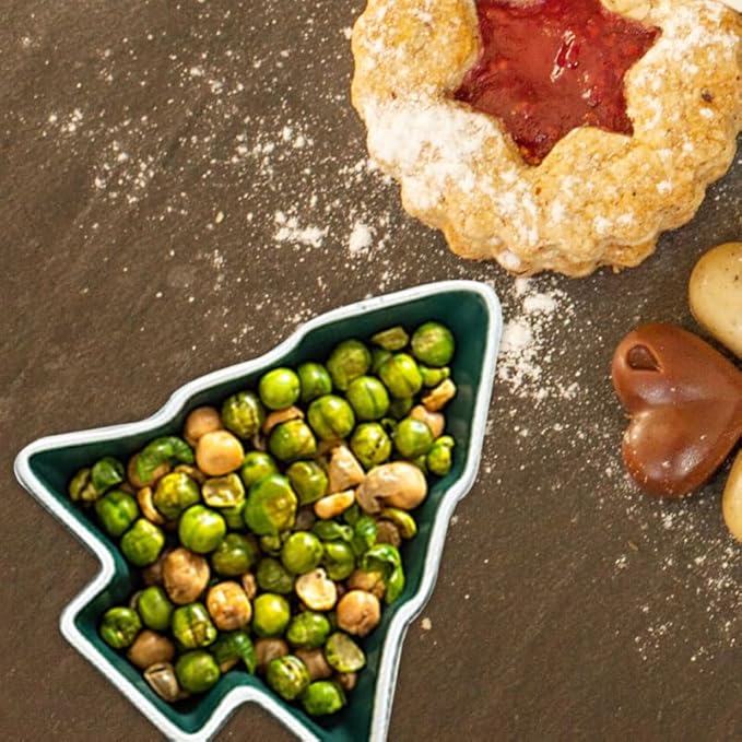 Hemoton Small Christmas Tree Candy Dish, Green Ceramic Xmas Serving Bowl for Snacks Nuts Dips, Mini Holiday Appetizer Plates, Decorative Trinket Tray for Party Hosting