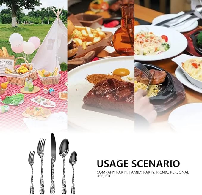 XIAOYU 40 Piece Silverware Set, Stainless Steel Flatware Set, Service for 8, Unique Pattern Design, Includes Dinner Knives/Forks/Spoons, Mirror Polished Cutlery Set, Gold
