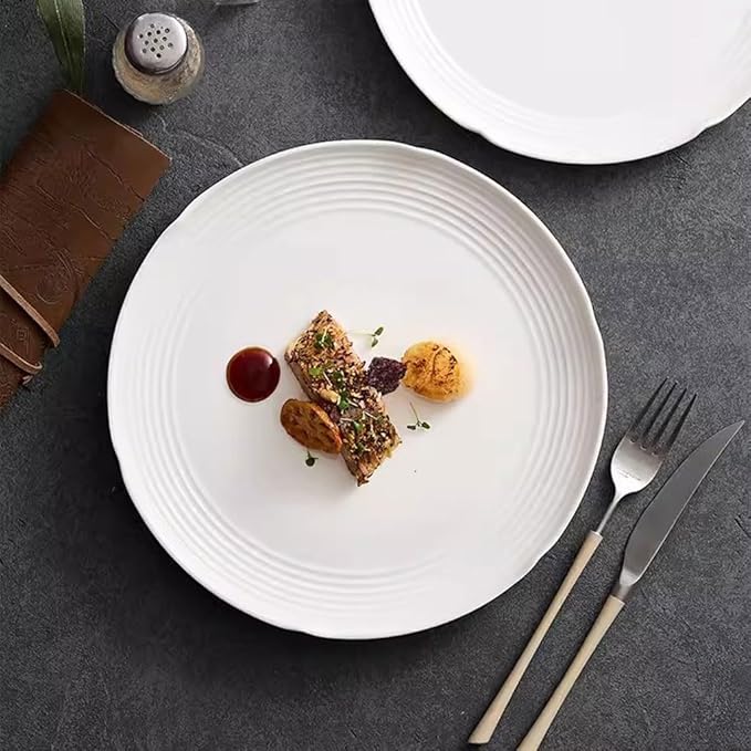 SONGCHAO Party Supplies Home Ceramic Dinner Plate Western Plate Steak Plate Restaurant Appetizer Plate Salad Plate Kitchen Tableware White Party Plates (Color : 25cm)
