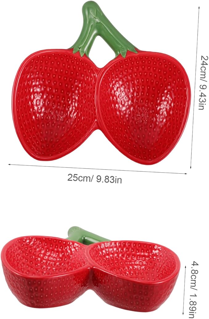 OUNONA Strawberry Shaped Ceramic Serving Plate Elegant Japanese Design Decorative Fruit Bowl for Salads Sashimi and More Porcelain Appetizer Plate Unique Tableware