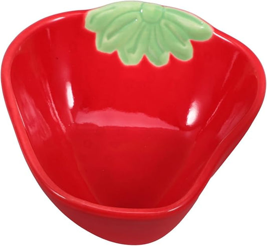 VOSAREA Strawberry Shaped Ceramic Dipping Sauce Plate for Condiments Small Sauce Dish Creative Kitchen Accessory for Appetizers and Seasoning