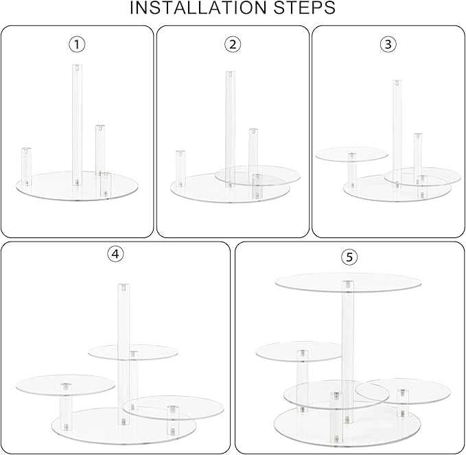 Acrylic Tiered Cake and Cupcake Stand, 4 Tier Dessert Pastry Display Tower Stand for Wedding, Birthday Bar, Graduation, Baby Shower, Afternoon Tea Party Décor