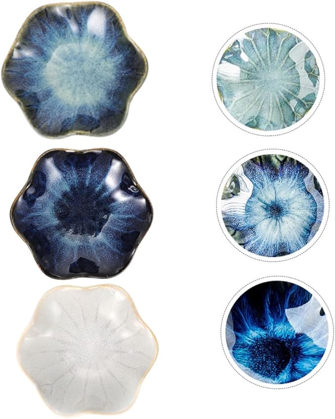 3pcs Ceramic Sauce Plates for Dipping and Appetizers Gradient Vintage and Original Rice for Condiments Parties and Entertaining