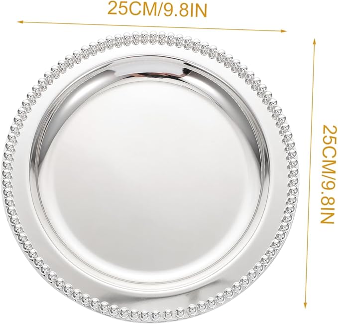 IMIKEYA Metal Fruit Plate Thickened Dessert Serving Tray for Snacks Smooth Edges Non-Slip Base for Home Decor and Parties
