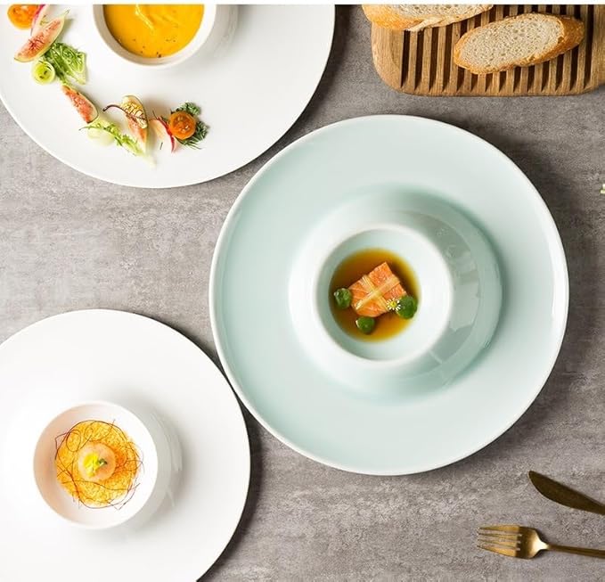 Appetizer Plates Ceramic Plate Pasta Steak Plate Sushi Plate Creative Restaurant Round Tableware Snack Dessert Plate Cheap Plates(A)