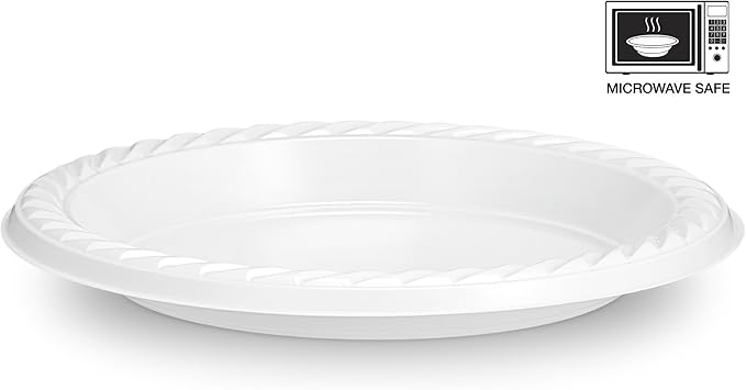 Basix [200 Count] Disposable 6 inch White Plastic Appetizer Plates, Microwavable, Great For Events, Home, Office, Wedding, Parties, or Everyday Use, 2 Packs