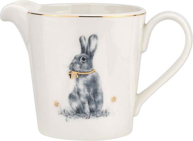 Spode Meadow Lane 8 oz Cream Jug | Fine Porcelain Creamer with Handle | Pitcher for Serving Sauces, Salad Dressing, Coffee Cream, and Milk | Bunny Motif