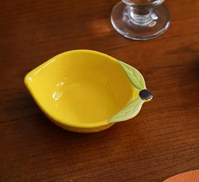 4pcs Ceramic Appetizer Plates Lemon Shape Side Dishes Seasoning Plates