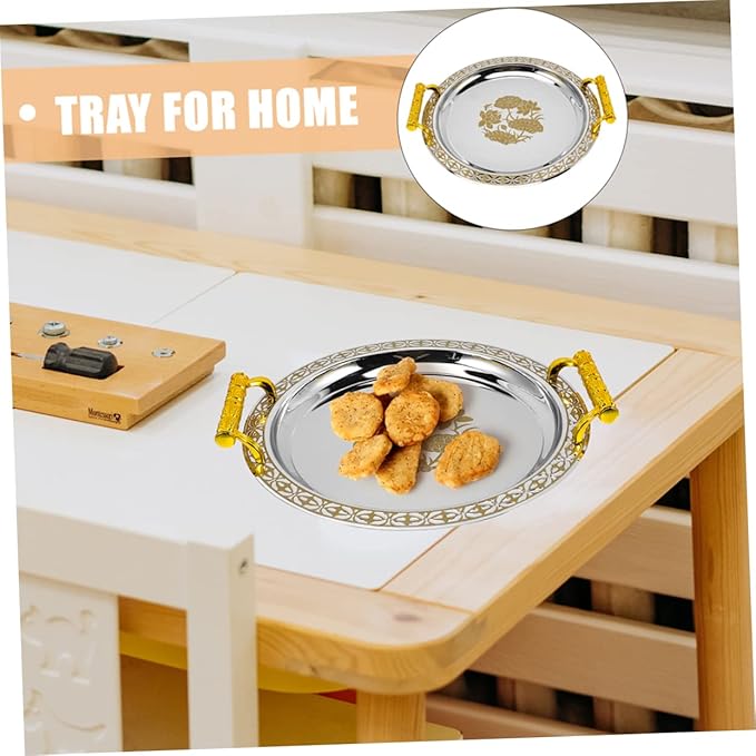 IMIKEYA Decorative Tray Gold Pattern Serving Dish Multi-Functional Snack Storage Plate Home Supplies Tea Cup Tray