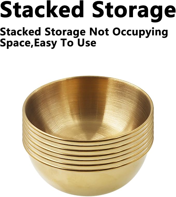 Stainless Steel Sauce Dishes, Mini Individual Saucers Bowl,Round Seasoning Dishes,Premium Sushi Dipping Bowl,Condiment Appetizer Plates,12PCS Metal Ramekins Serving Dishes 9cm/3.54'',Gold