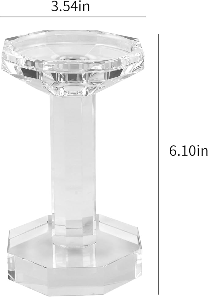 kitCom Crystal Candle Holders Set of 2, 6.1 Inch Tall Crystal Candlestick Holders for Taper, Long Candles - Home Decoration, Wedding, Housewarming and Graduation Gifts