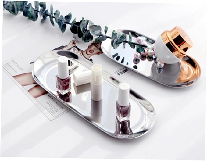 6-pc Silver Stainless Steel Food Serving Trays Lid Decorative Party Trays for Wedding Birthday Christmas