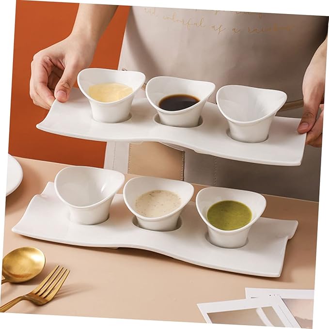 Ciieeo Japanese Style Ceramic Appetizer Plates 1 Set Seasoning Dish Unique Design for Condiments Suitable for Home Use for Dipping Sauces and Snacks