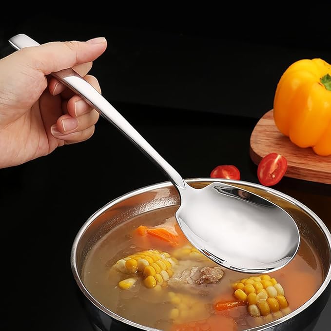 Serving Spoons Set Stainless Steel 9.14 Inch Serving Utensils for Buffet Catering Dishwasher Safe(6-pieces, Silver)