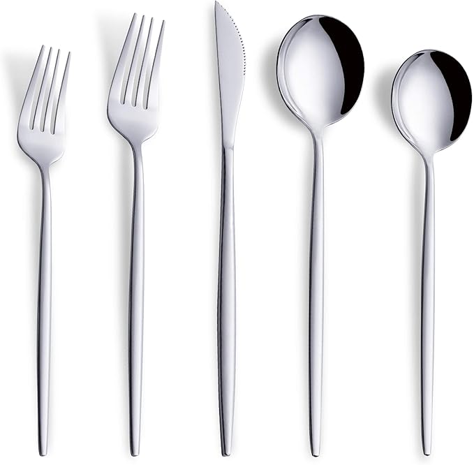 20 Piece Silverware Set,Stainless Steel Flatware Cutlery Set Service for 4 Including Forks Spoons Knives,Kitchen Utensil Set,Tableware for Home and Restaurant, Dishwasher Safe