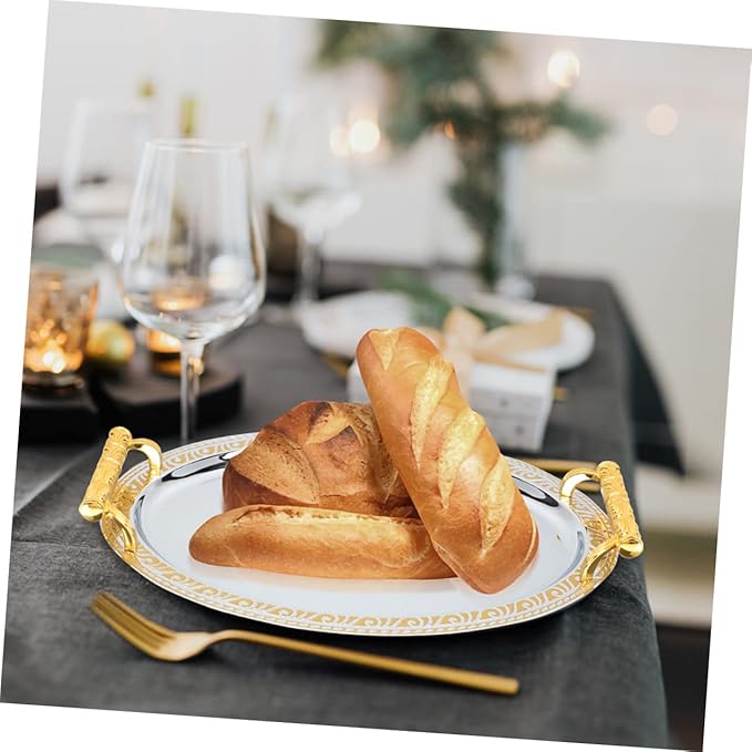 Stainless Steel Tray Silver Dessert Fruit Snack Serving Plate Multipurpose Entertaining Trinket Dish