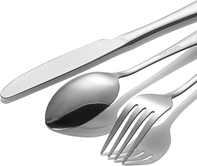 60-Piece Silverware Set for 20 - Stainless Steel Flatware Cutlery Set, Mirror Polished Flatware Set Include Forks Spoons Knives for Home Wedding Restaurant, Dishwasher Safe, Silver, 60 PCS