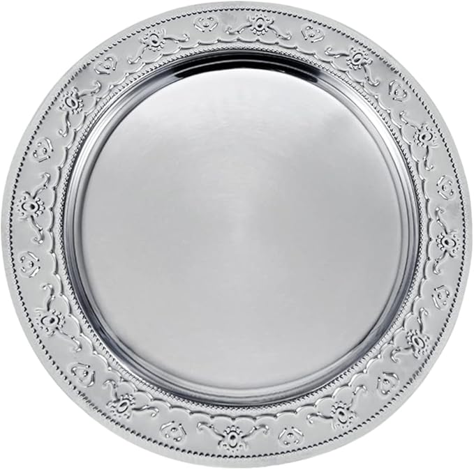 13-Inch Stainless Steel Charger Plates, 6Pcs Silver Dinner Plate Chargers Round Server Ware
