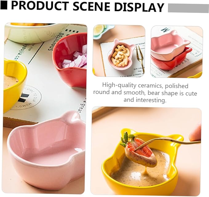 Cabilock 6pcs Mini Ceramic Seasoning Dishes Set Multifunctional Food Sauce Plates Kitchen Condiment Bowls for Dipping and Serving Appetizers Random Color