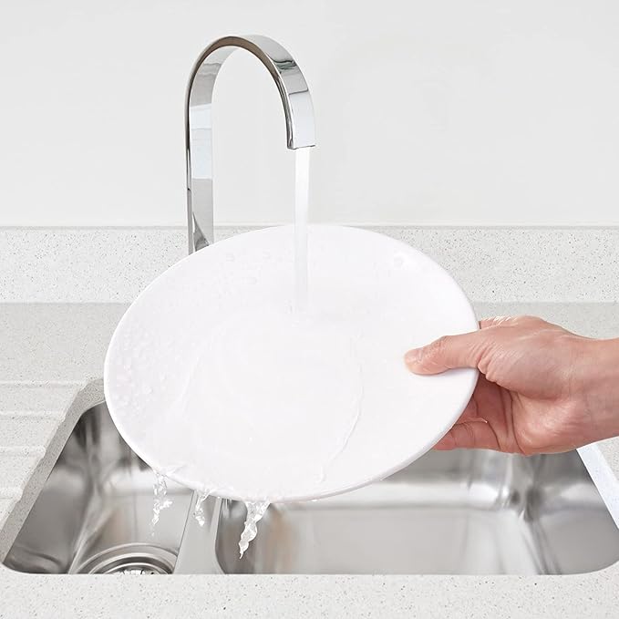9 Inch White Melamine Plates Flat Bottom Deep Round Dinner Plates Salad and Dessert Plates Lightweight Durable and Easy to Clean,Non Ceramic Disc Pad Set of 6,PYW-9-06
