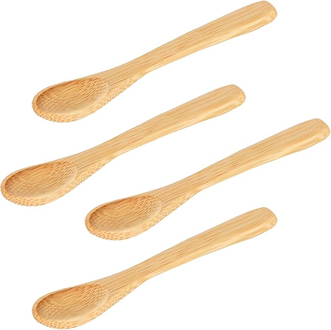 4 Pcs Small Wooden Spoons,6 Inch Mini Handmade Bulk Nature Tiny Spoons Little Wooden Teaspoons for Jars Sugar Coffee Creamer Honey Spices Salt Kitchen Supplies