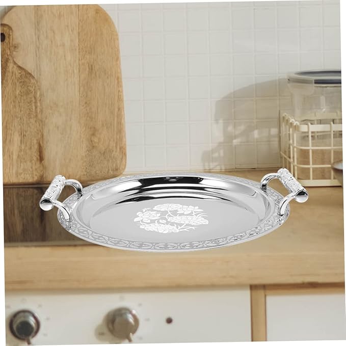 PRETYZOOM Tea Serving Tray with Elegant Floral Design Fruit Plate for Parties and Gatherings Decorative Storage Dish