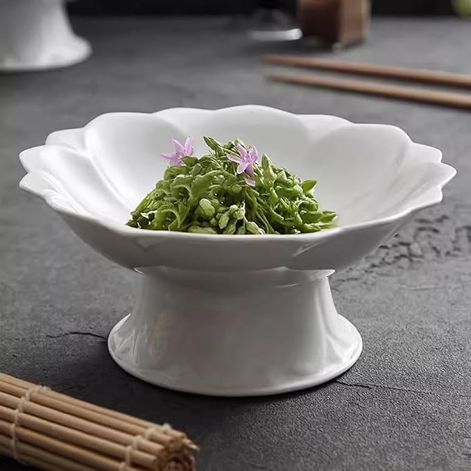 SONGCHAO Party Supplies Tall Plate Fruit Plate Ceramic Dish Plate Household Tribute Plate In Front Of Buddha Offering Plate Dessert Plate Party Plates (Color : 7.6in)