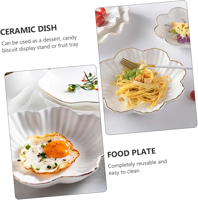 Amosfun Ceramic Serving Plate White Food Storage Dish Home Kitchen Tableware for Appetizers Salads and Pasta Microwave Safe