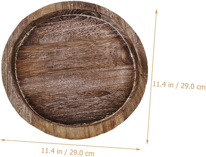 Zerodeko 2Pcs Round Wooden Serving Tray for Organizing Countertop Storage Tray for Kitchen Bathroom and Home Classic Design Easy to Clean