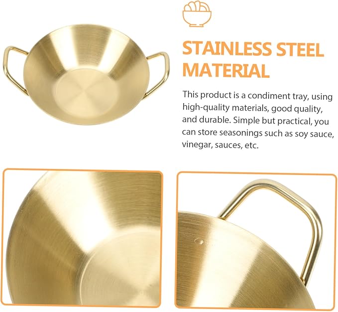 GLEAVI Stainless Steel Sauce Dish Set 4-Piece Appetizer Plates for Dipping Sauces Seasoning and Condiments Creative Kitchen Supply for Home and Sushi