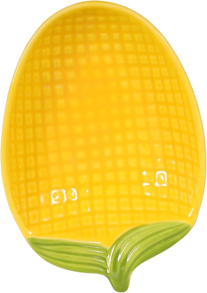 Ceramic Corn Shaped Dipping Sauce Plate Multi-functional Appetizer Dish for Snacks for Family Gatherings and Parties Holds Sauces and Seasonings