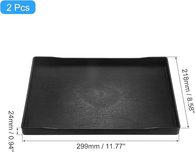 uxcell 2Pcs Serving Tray Small Black Mini Tray 9" x 12" Plastic Rectangular Wooden Serving Trays Decorative Ottoman Platter for Breakfast Kitchen Bathroom