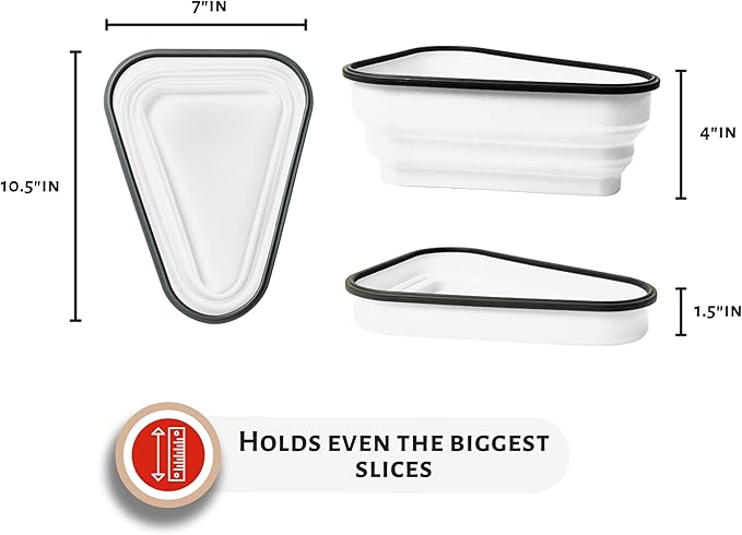 PIZZA PACK The Perfect Reusable Pizza Storage Container with 5 Microwavable Serving Trays - BPA-Free Adjustable Pizza Slice Container to Organize & Save Space, 3 Pack, White