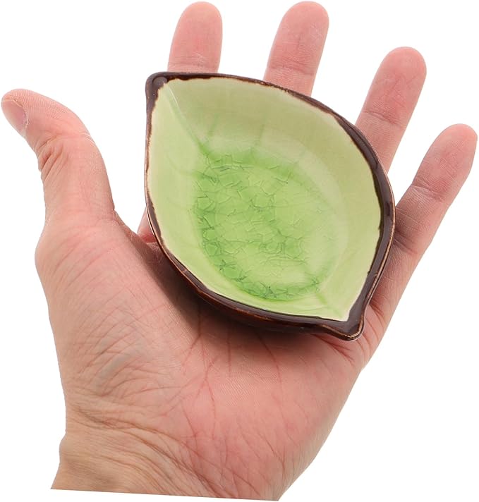 4pcs Ceramic Plate Leaf Shape Appetizer Plates Snack Condiment Bowl Seasoning Bowl Saucer