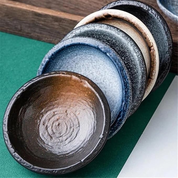 Appetizer Plates Ceramic Soy Sauce Dish, Dipping Sauce Plates, Small Serving Bowls for Side Dishes, Condiments for Condiment