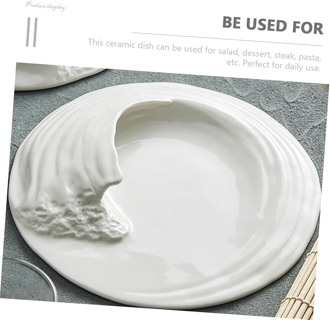 Healifty Ceramic Food Serving Plate Creative Western Snack Dish Unique Porcelain for Restaurants and Home Use Easy to Clean for Appetizers