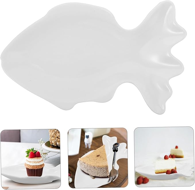Cabilock Decorative Fish Shape Ceramic Plate Serving Bowl for Dipping Sauce Salad Soup Appetizer