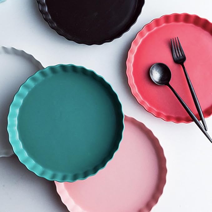 Creative Ceramic 10-inch Pink round Sushi Plate Simple Breakfast Dish Household Tableware for Home and Restaurant Use