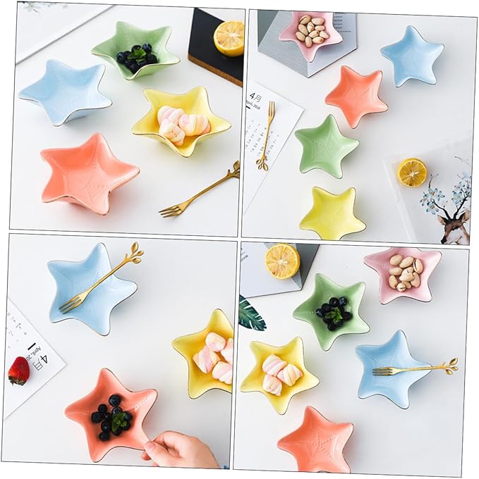 3pcs Multipurpose Ceramic Sauce Bowl Dipping Dish Appetizer Plate Snack Bowl Condiment Holder for Kitchen Random Color