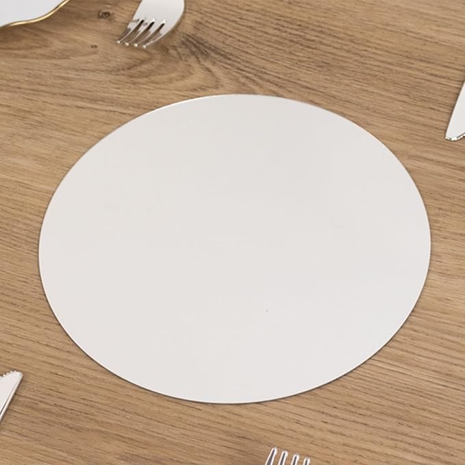 Efavormart 10 Pack Silver Round Acrylic Mirror Tray for Decoration, Circle Candle Plate Centerpiece Bases - 8"