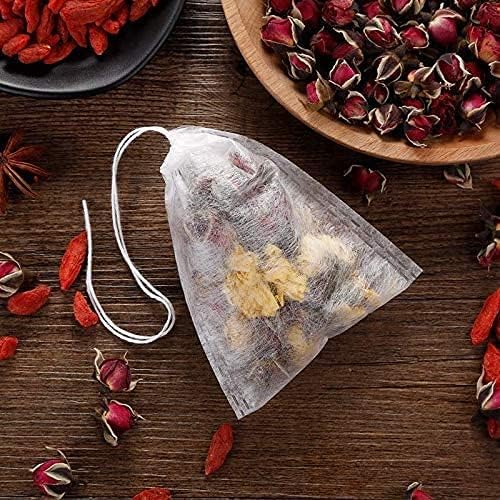 Numola Disposable Drawstring Tea Filter Bags, Empty Tea Bags Corn Fiber Natural Material Tea Infuser Bag for Herb & Tea Loose Leaf Tea 200 Pcs (4.2" x 3.2")