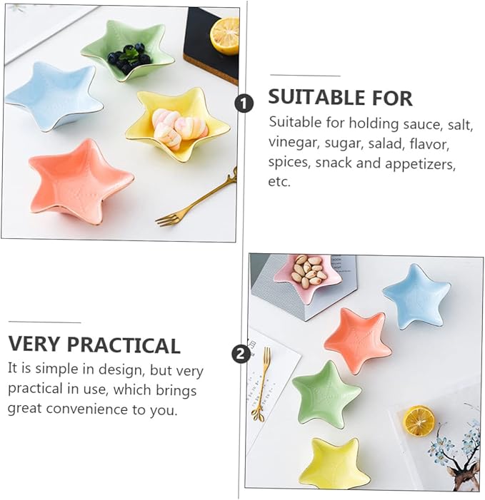 Zerodeko 3pcs Ceramic Seasoning Dishes for Appetizers Kitchen Spice Storage Non- Plates for Home Parties Bbq and Outdoor Use Color Random