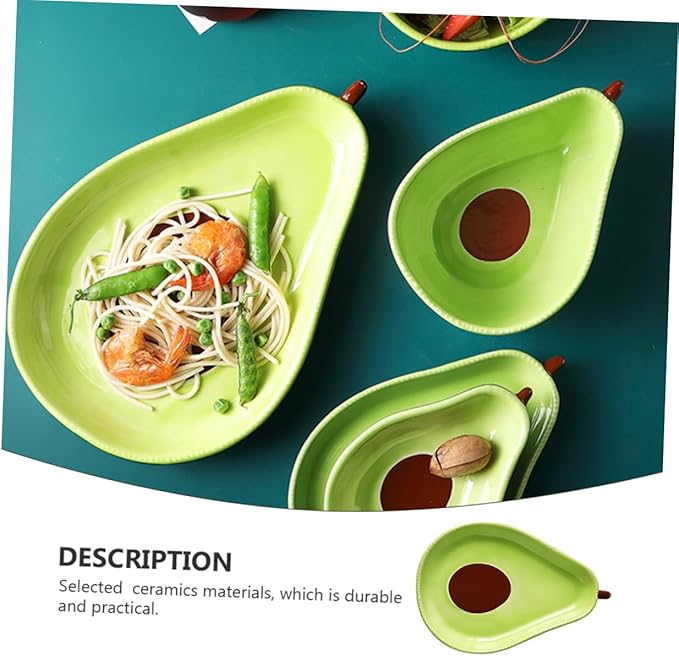 Avocado Shape Ceramic Plate Serving Dish Appetizer Serving Tray Salad Fruit Plate Dinnerware