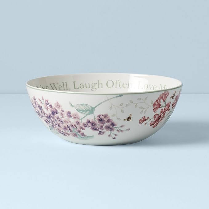 Lenox Butterfly Meadow "Live Well, Laugh Often, Love Much" Serving Bowl, White -