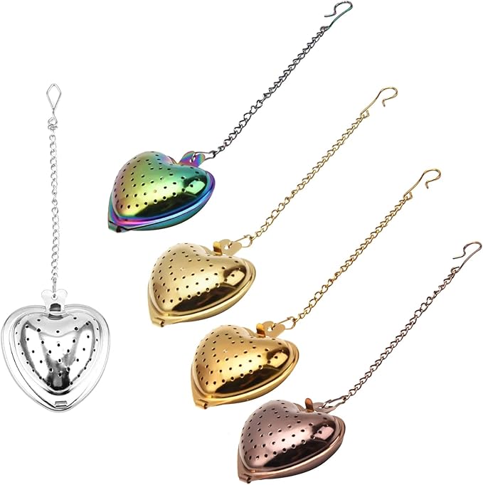 Heart Shape Stainless Steel Tea Infuser Filter with Chain Strainer