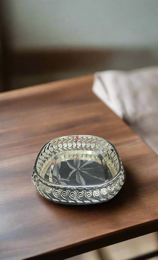 German Silver Set of 2 Square Tray for Serving/Gift Item, 5"