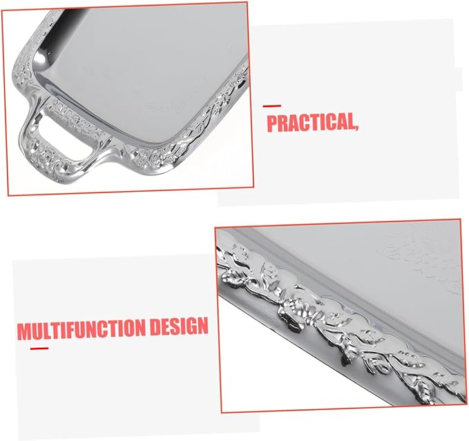 1Pc Vintage Metal Kitchen Tray Multi Purpose Serving Tray for Dining Room Tableware Food Plates with Handles Retro Style for Kitchen and Living Room Decor