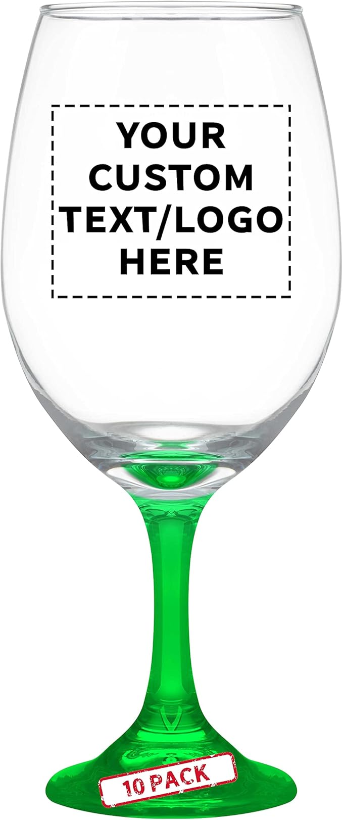 Custom Rioja Grand Wine Glasses 20.75 oz. Set of 10, Personalized Bulk Pack - Perfect for Hotel, Bar, Restaurant or Lounge - Green