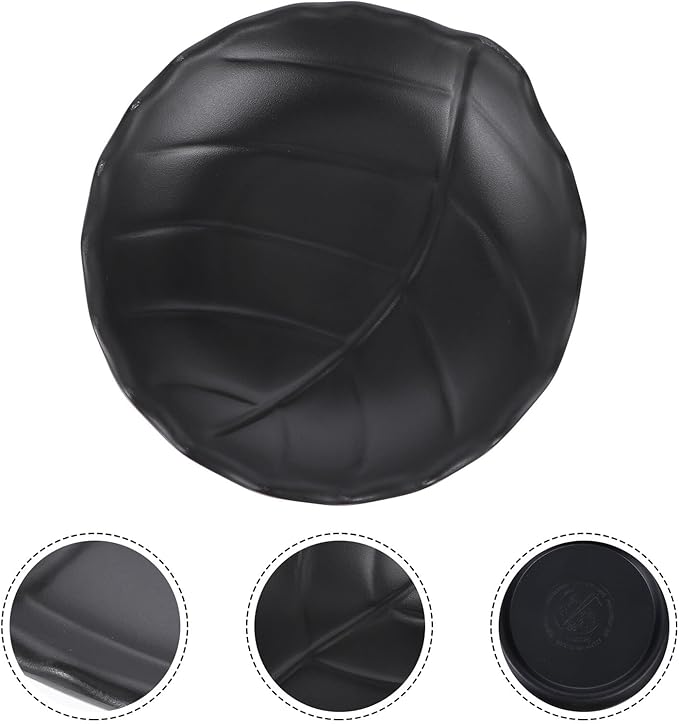 GLEAVI Leaf Pattern Appetizer Plate Black Salad Tray Dessert Plate Ceramic Decorative Kitchen Serveware for Cold Dishes and Party Use
