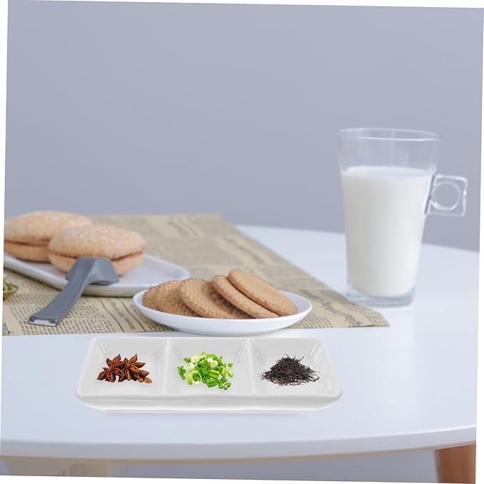 2PCS Ceramic Dipping Bowls Rectangular Appetizer Plates with Versatile Seasoning Dish for Condiments Fruits Nuts and Snacks for Home and Restaurant Use